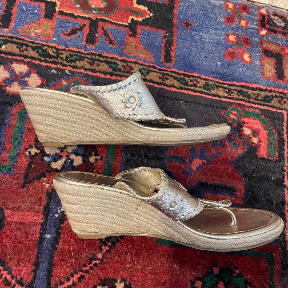 Jack Rogers Gold Jack Espadrille Wedges Sz 8